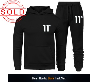 Mens Hooded Black Track Suit